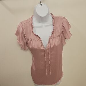 Elegant Pink Ruffle Blouse